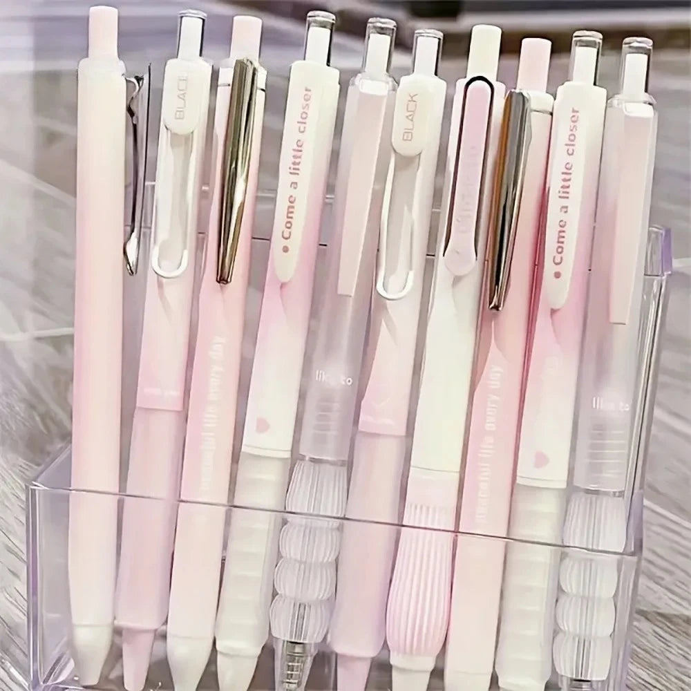 5pcs Pink Retractable Gel Pens – 0.5mm Black Ink