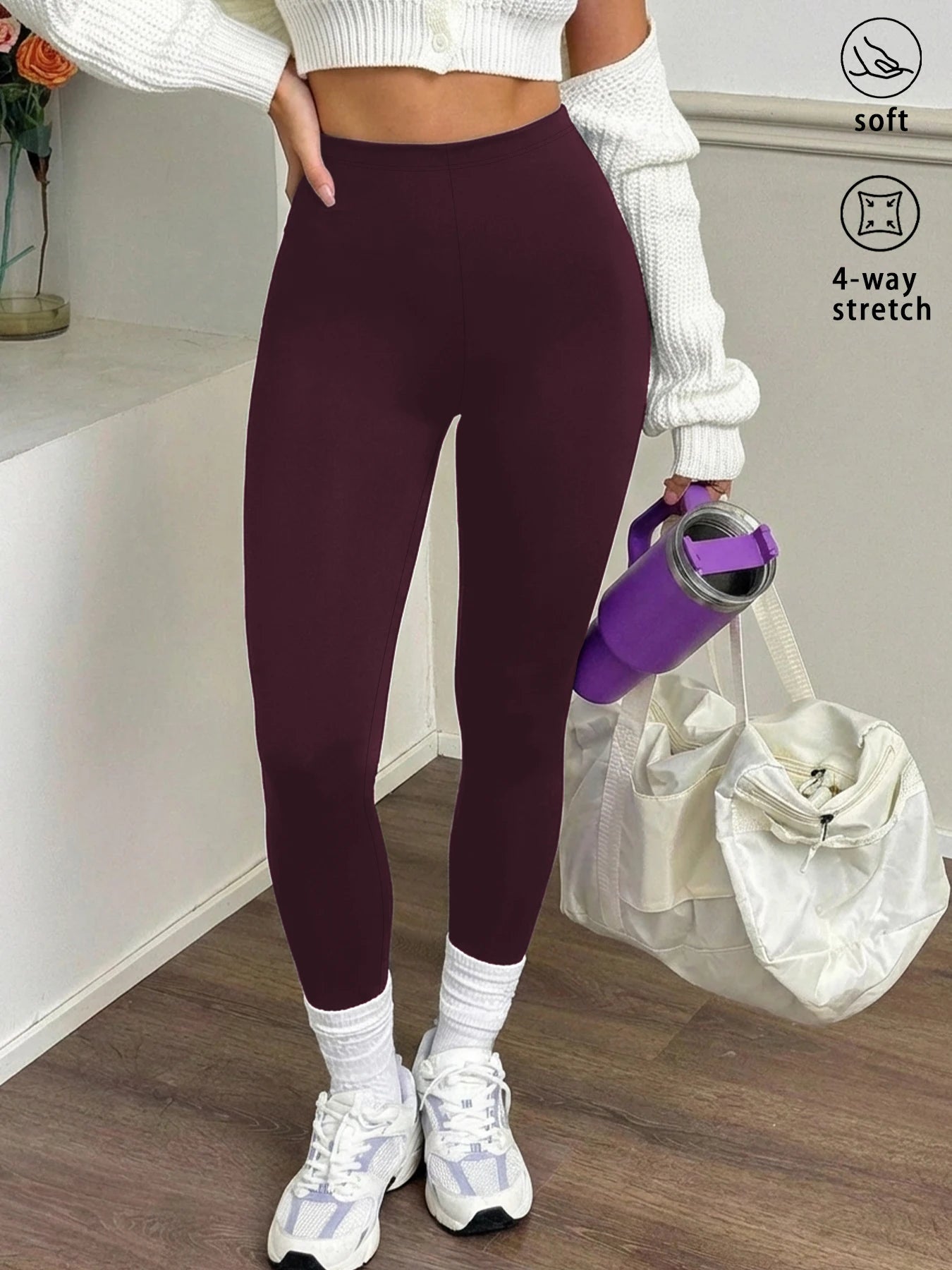 Super Soft Leggings for Women - High Elasticity Tights for Yoga Running Workout Casual Wear
