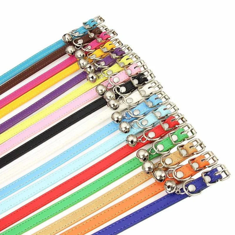 PU Leather Pet Collar with Bell & Leash for Dogs & Cats