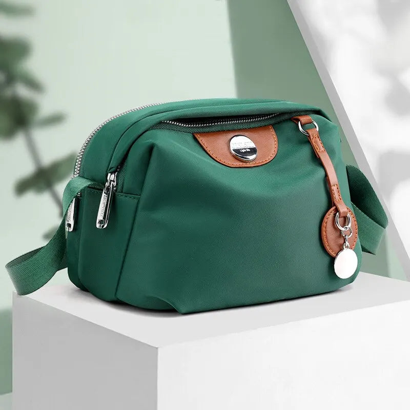 Women’s Waterproof Nylon Crossbody Bag – Large Capacity Casual Solid Color Messenger Shoulder Bag