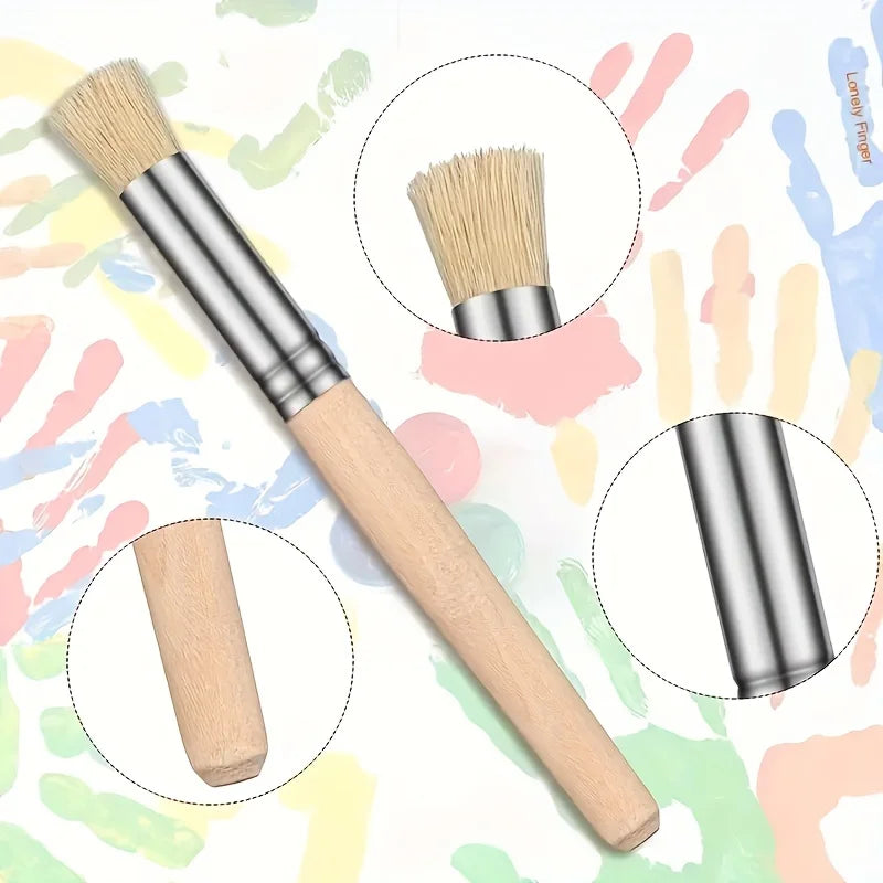 Stencil Paint Brush Set – 3/6/12/18pcs, Wooden Handle