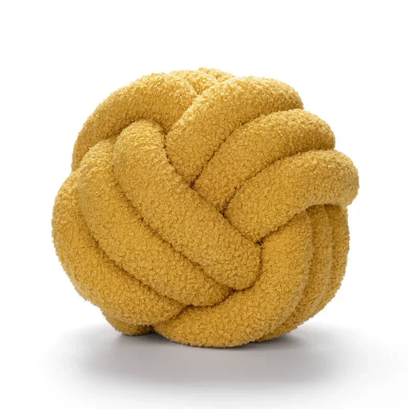 Hand-woven Knotted Ball Pillow Lamb Velvet Roll Pillow Sofa Living Room Household Cushion Head Back Bed Back