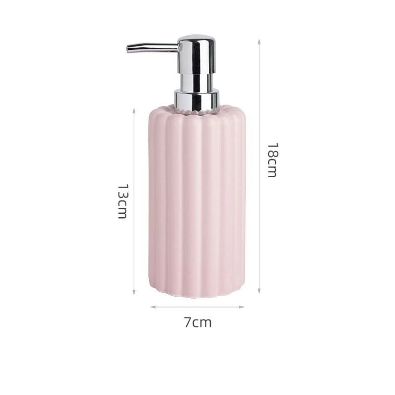 400ml Ceramic Lotion & Soap Dispenser – Pink & White Stripes