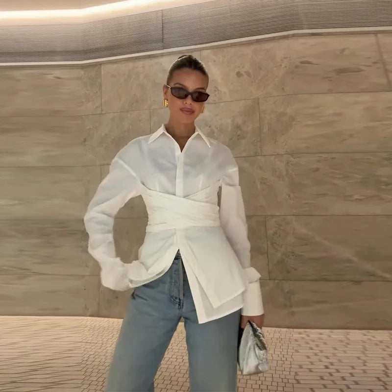 Women Shirt Long Sleeve Blouses Single Breasted Shirts Turn Down Collar Solid Slim Fit Casual Blouse Spliced Summer 2025
