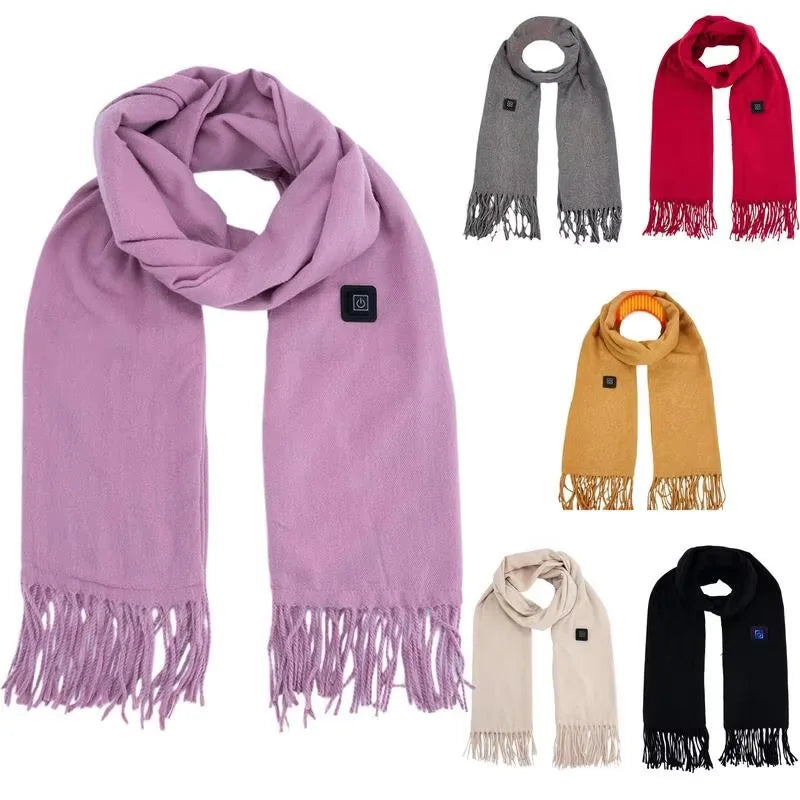 2025 USB Charging Electric Heated Scarf Rechargeable Adjustable Temperature Electric Winter Warmer Creative Unisex Warm Shawl