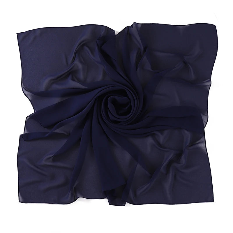 110X110CM Malaysia Square Chiffon Hijab Solid Muslim Head Scarf Ladies Plain Shawl and Wrap Headband Foulard Tudung Bawal