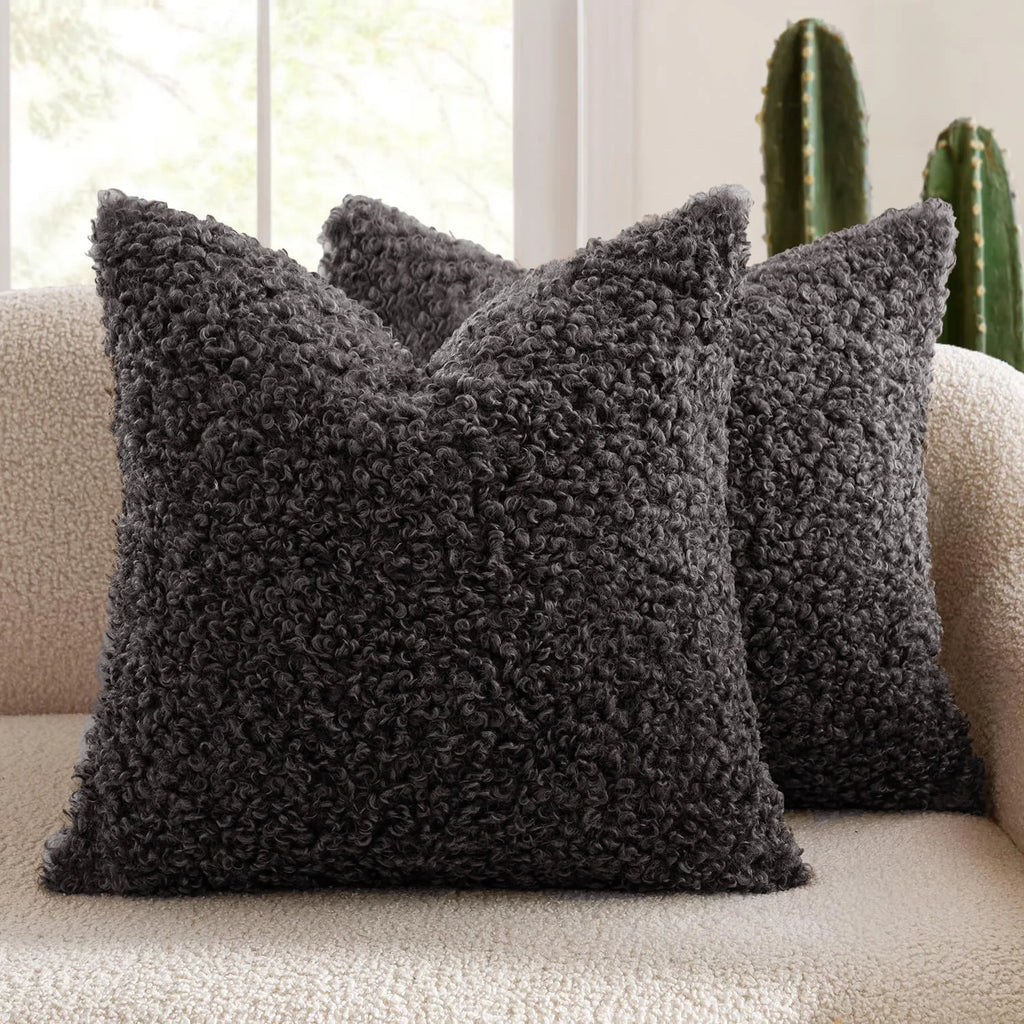 Lamb Fleece Pillow Cover Plush Teddy Curly Thickened Pillowcase Soft Modern Minimalist Nordic Sofa Cushion Case Cozy Home Decor