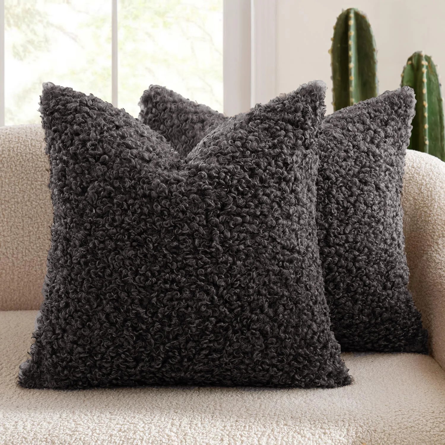 Lamb Fleece Pillow Cover Plush Teddy Curly Thickened Pillowcase Soft Modern Minimalist Nordic Sofa Cushion Case Cozy Home Decor