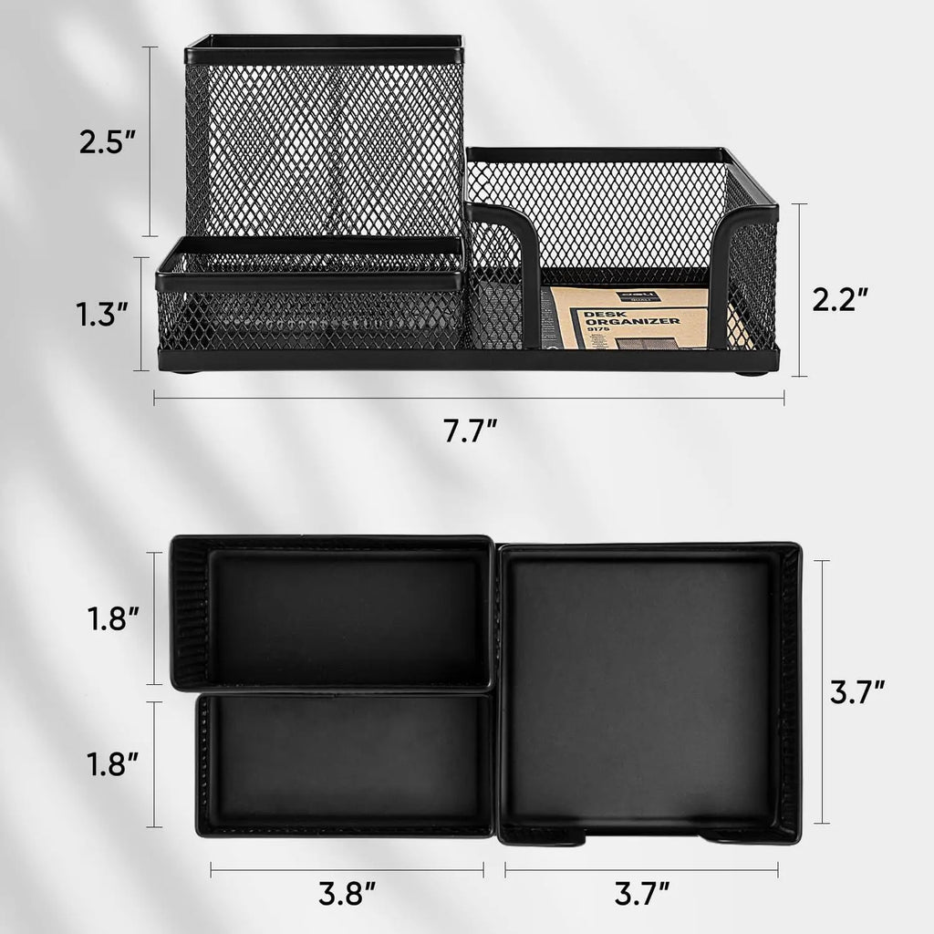 Mesh Desk Organizer – 3 Compartments, Black