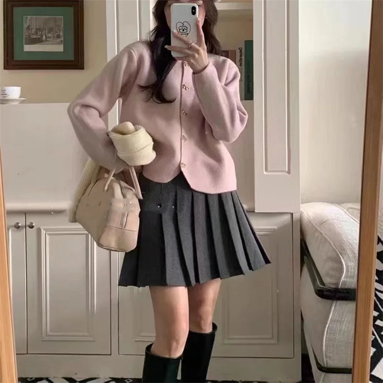Women Ribbed Loose Cardigan Sweater Coat Knit V-Neck Casual Sweater Short Jacket for Cardigan Women E1048