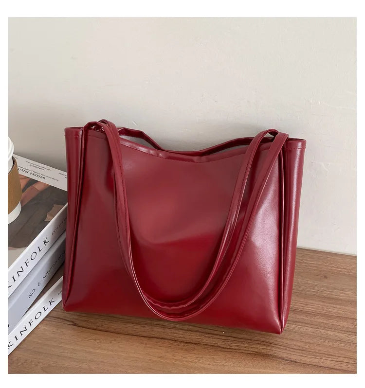 Women’s Simple Large-Capacity Shoulder Bag – Waterproof Tote for Daily Commuting