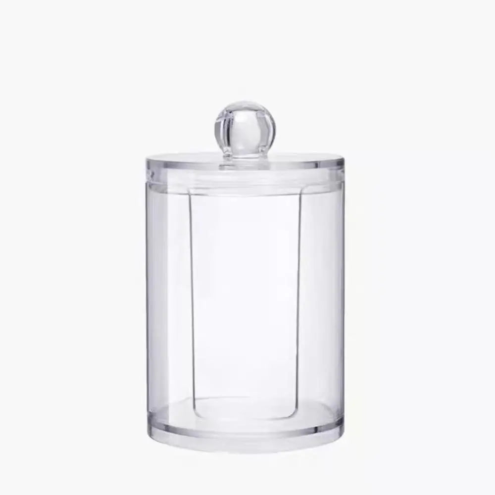 Acrylic Cosmetics Storage Box Transparent Bamboo Lid Container Storage Case Round Jewelry Storage Organizer Box Living Room