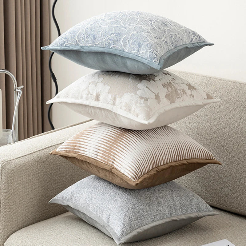 Luxury Chenille Jacquard Throw Cushion Case Soft Cozy Bound Edge Design Pillowcase for Home Living Room Bed Sofa Decor