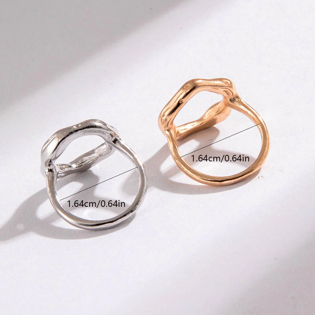 Tocona 2024 New Trendy Geometric Gold Silver Colour Set Rings for Women Adjustable Finger Ring Party Wedding Jewelry Accessories