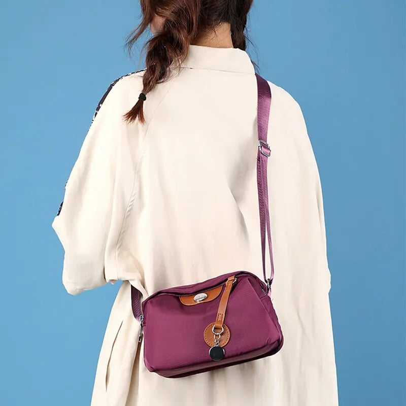 Women’s Waterproof Nylon Crossbody Bag – Large Capacity Casual Solid Color Messenger Shoulder Bag