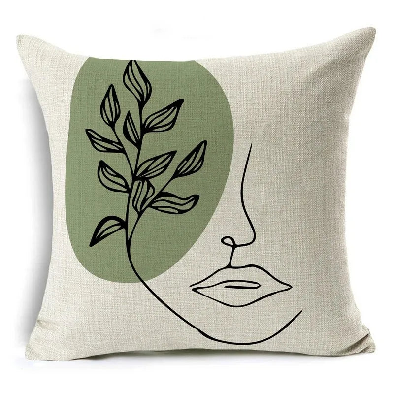 Green Pattern Decorative Cushion Cover Floral Pillow Cover for Car Sofa Decorative Pillow Cover Home Pillow