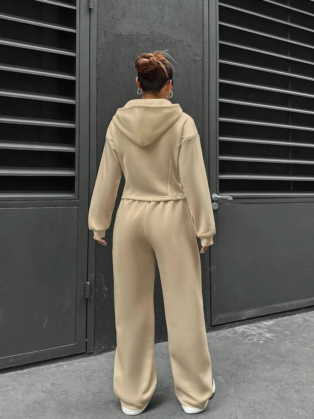 Sweatshirt Two-piece Set Women's Casual Sports Suit Spring Autumn Zip-up Slim Hoodies Short Coat Straight Trousers 2-piece Sets
