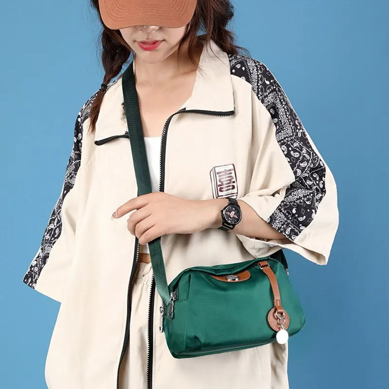 Women’s Waterproof Nylon Crossbody Bag – Large Capacity Casual Solid Color Messenger Shoulder Bag