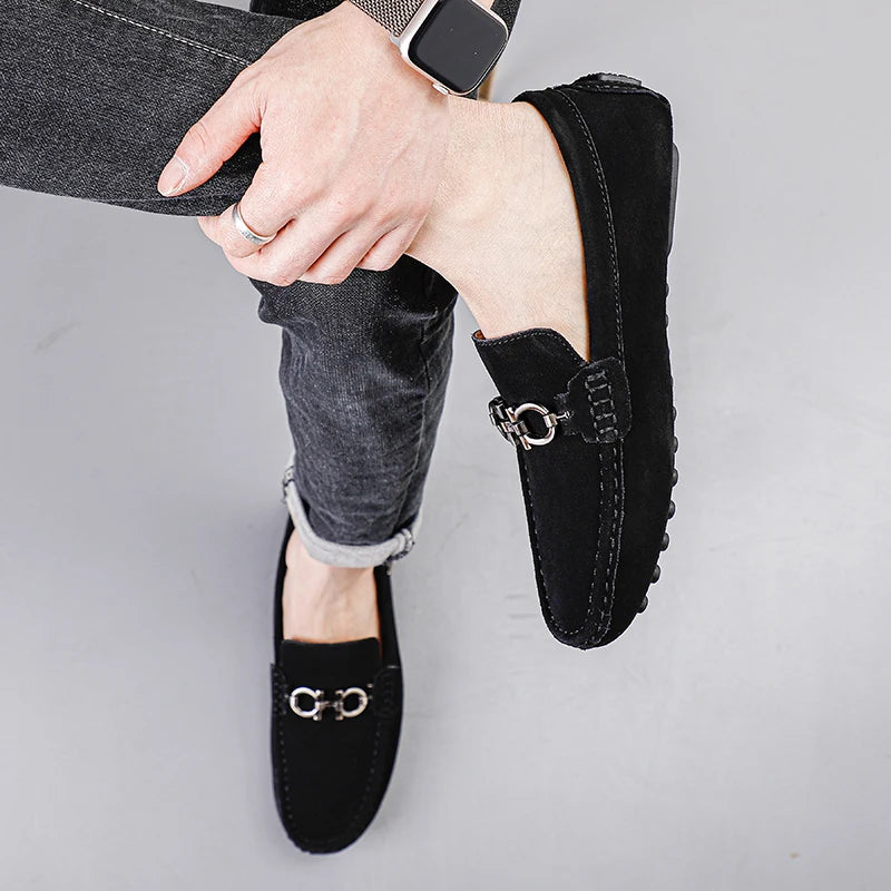Handmade Suede Leather Men’s Slip-On Loafers