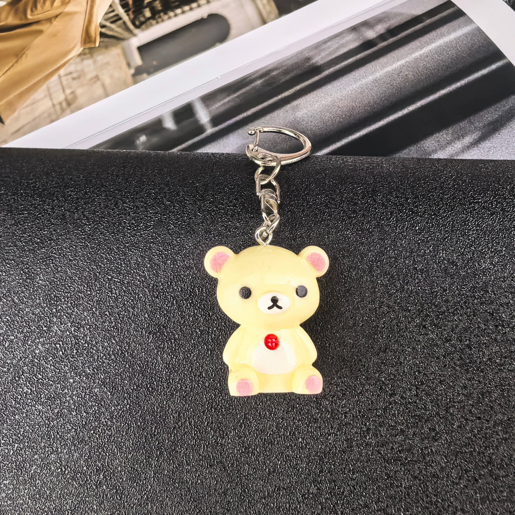 Kawaii Rilakkuma Easy Bear Keychains Lazybear Doll Bag Clothing Puller Phone Rope Keyrings Accessories Pendants Couple Gifts