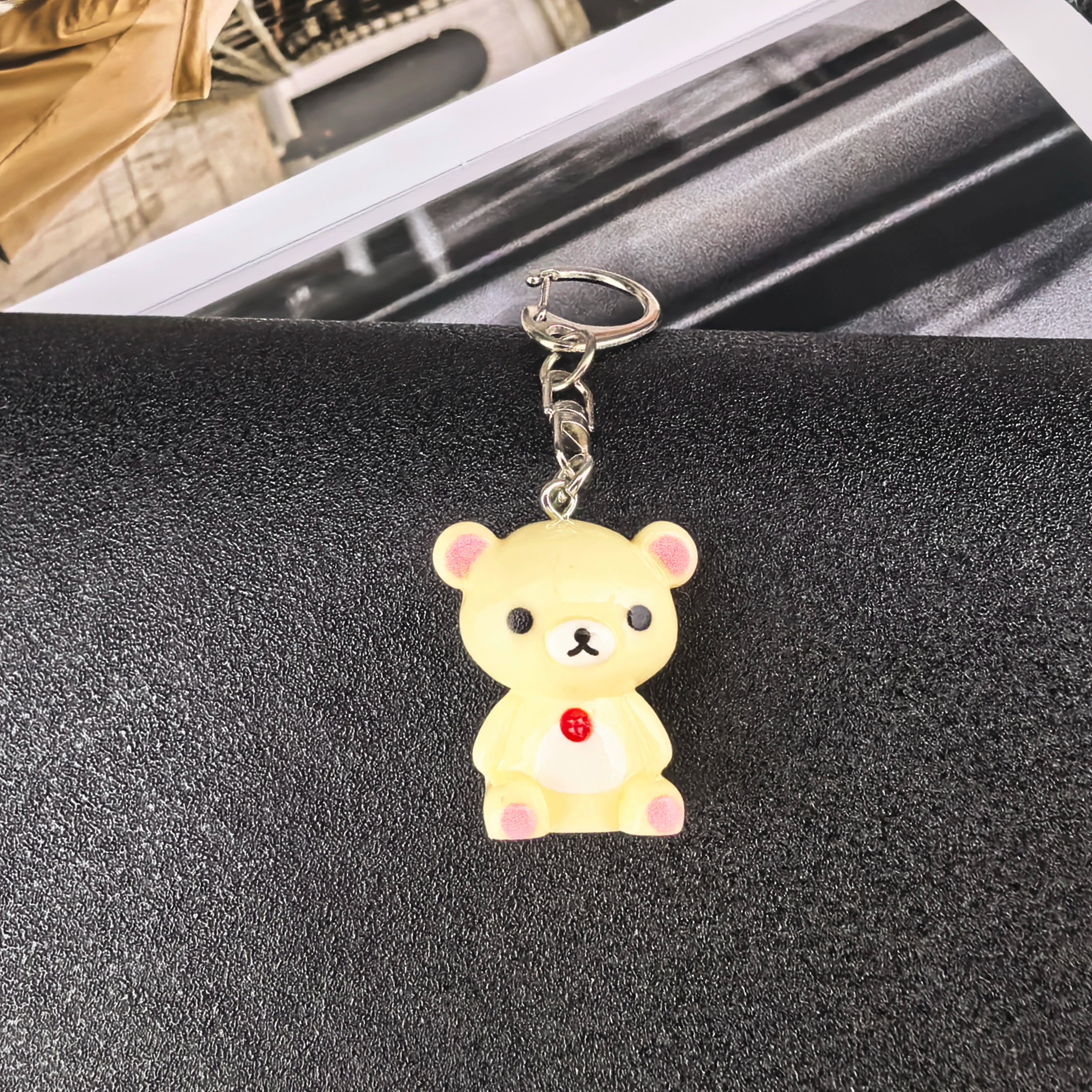 Kawaii Rilakkuma Easy Bear Keychains Lazybear Doll Bag Clothing Puller Phone Rope Keyrings Accessories Pendants Couple Gifts