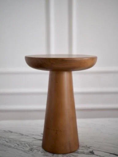 Retro Solid Wood Side Table Modern Round End Tables for Living Room Natural Sofa Accent Table Handcrafted Coffee Table Stool