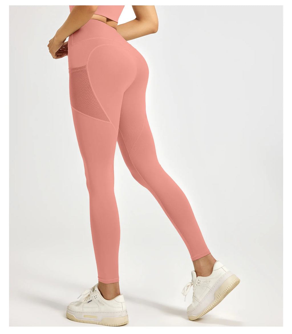 2026Spring Summer New Women's Yoga Pants Tight Peach Hip Leggings Pocket High Waist Belly Tight Trousers Sports Riding Pants Fit