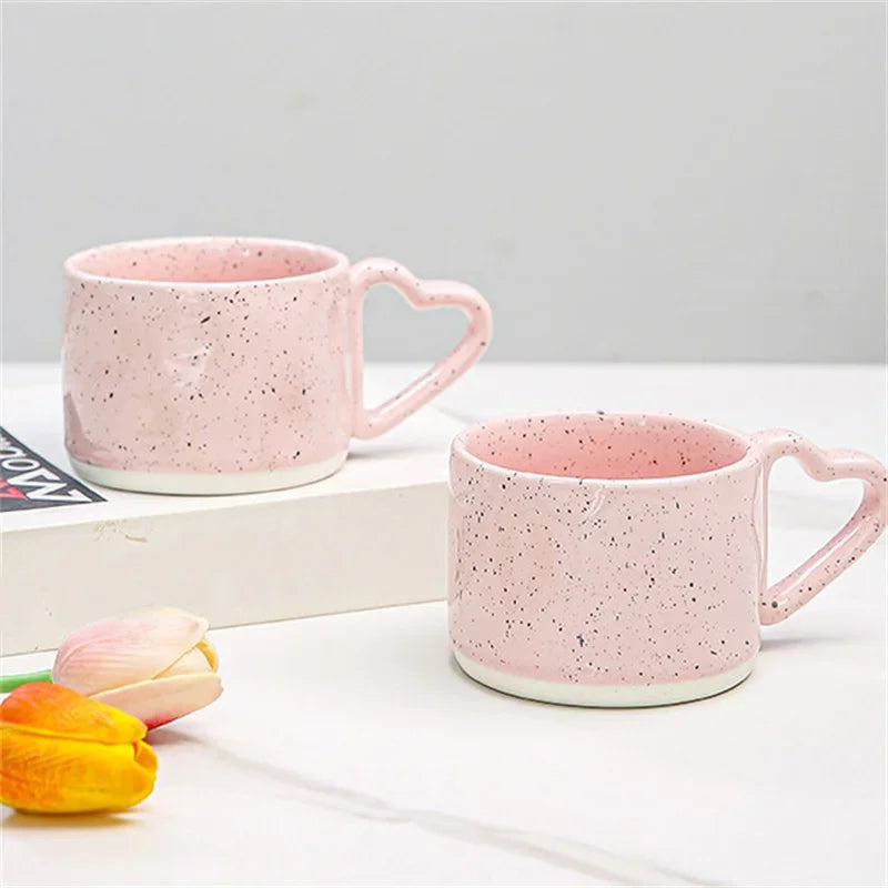 Korean Style Pink Heart Ceramic Mug
