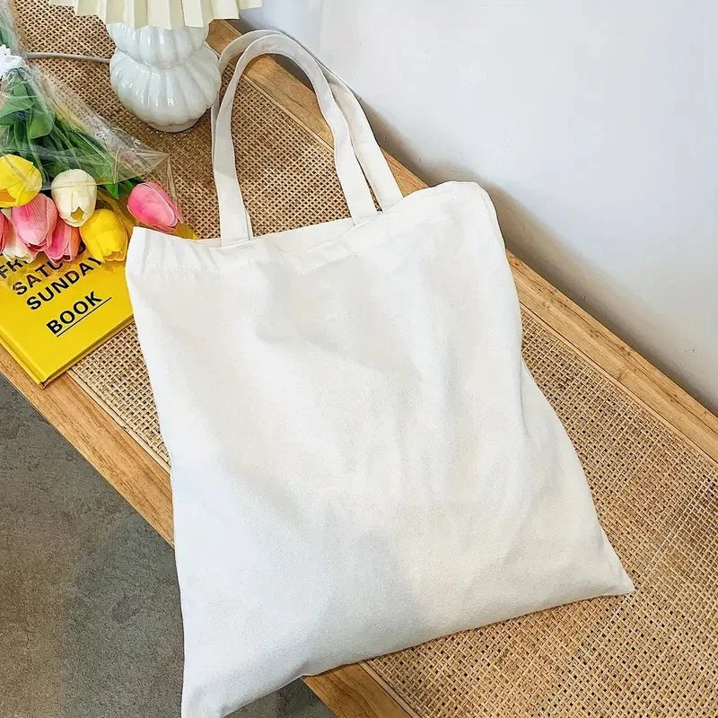 Large Capacity Women's Canvas Shoulder Bag Simple Casual Solid Color Handheld Tote for Shopping And Travel