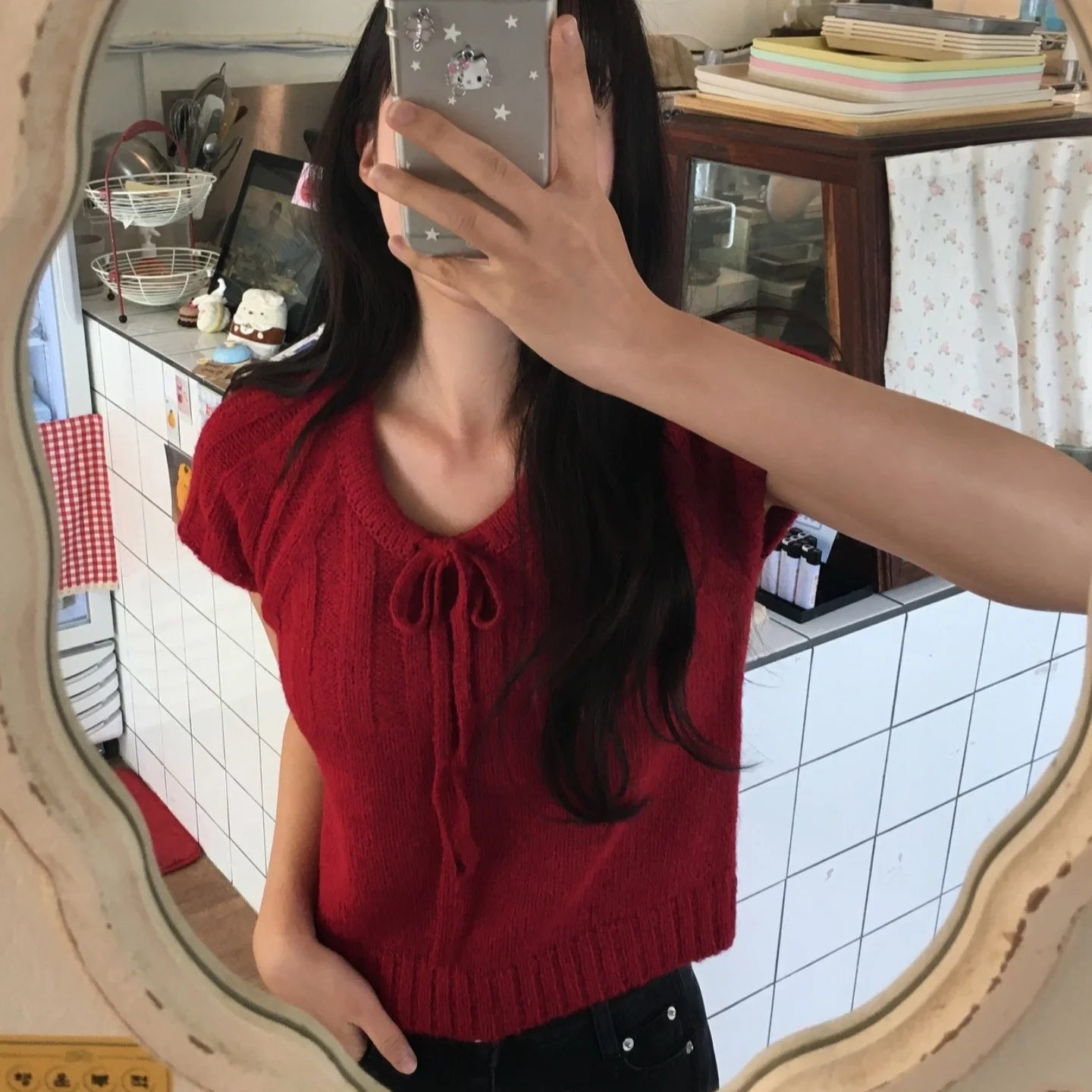 Loose ort Sve Knitted Sweater Women's Dstring Knot  Knot Overhead Sweatirt Casual Sle Online Exclusive