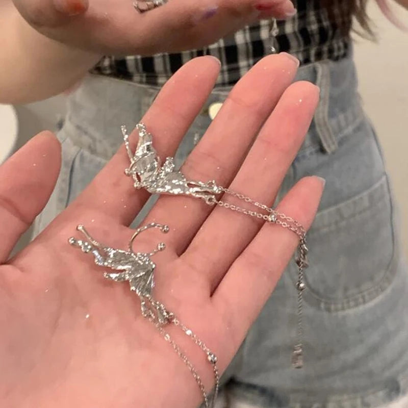 Y2K Irregular Liquid Earrings for Women – Silver Hip-Hop Punk Geometric Clip-On Earrings, Trendy Party Jewelry 2024