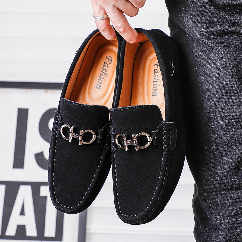 Handmade Suede Leather Men’s Slip-On Loafers