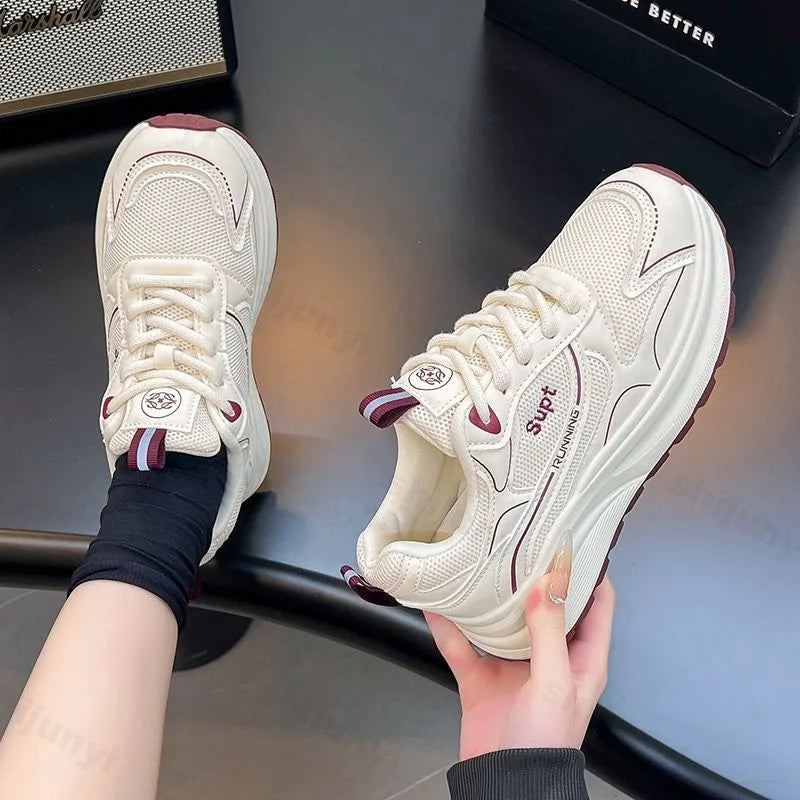 Height Increase Women Vulcanized Shoes Autumn New Lightweight Lace Up Platform Sneakers Comfort Breathable Non Slip Casual Shoes