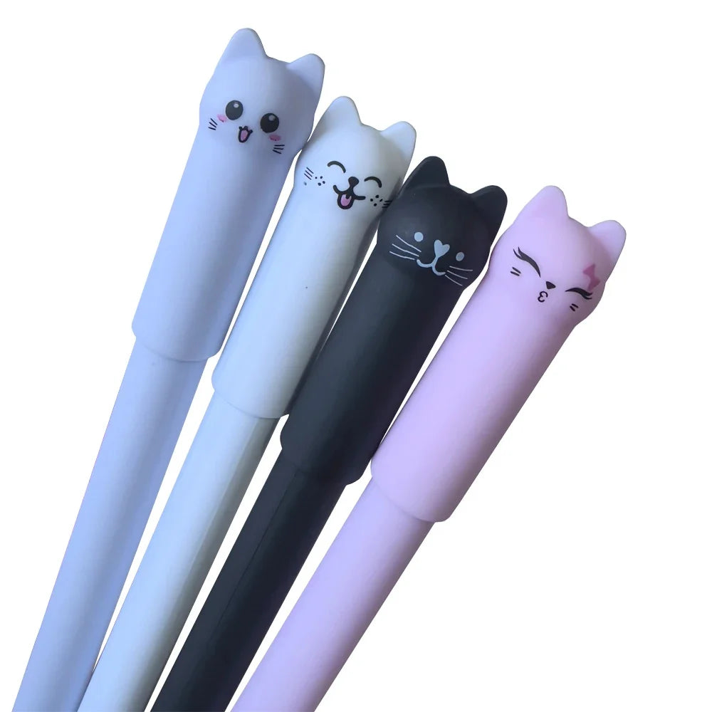 Cat Erasable Gel Pen Set – 0.5mm, 4/8/12pcs