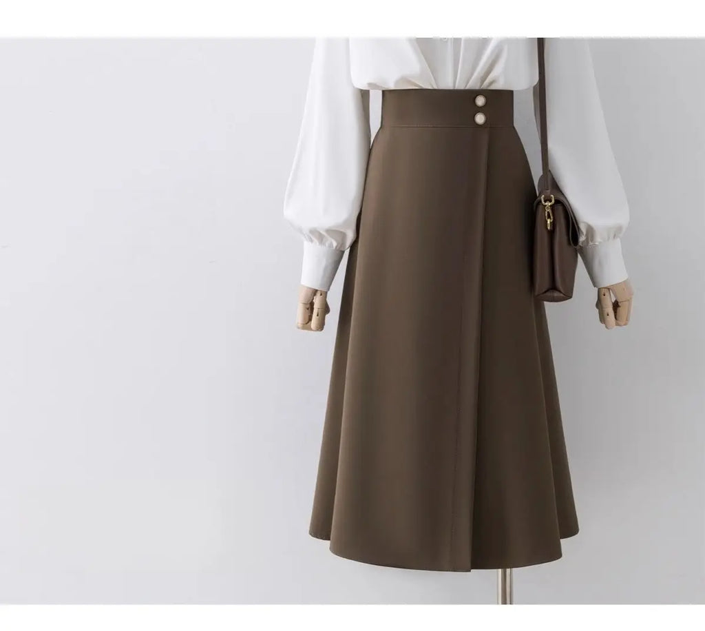 Maillard Suit Skirt Irregular Skirt Women's High Waist Mid-length Skirt Small Commuter A-line Skirt