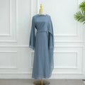 2025 New Pleated Fabric Elegant Shawl Gown Long Dress Islamic Clothing Women Abaya Dubai Modest Abaya Women Muslim Dress
