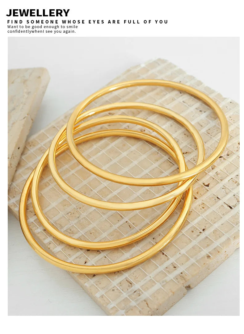 3 Pieces/lot Non Fading Stainless Steel Bracelet Bangles For Women Simple Style Gold Plated Waterproof Women's Bracelets Bangle