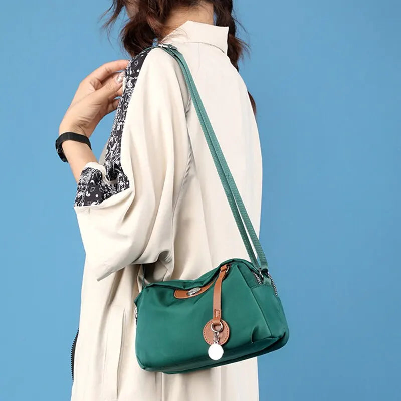 Women’s Waterproof Nylon Crossbody Bag – Large Capacity Casual Solid Color Messenger Shoulder Bag
