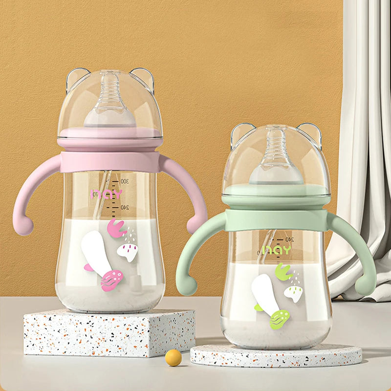 300ML Baby Bottle Set – PP Bottle with Handle & Silicone Pacifier