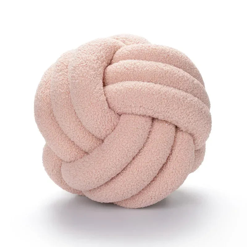 Hand-woven Knotted Ball Pillow Lamb Velvet Roll Pillow Sofa Living Room Household Cushion Head Back Bed Back