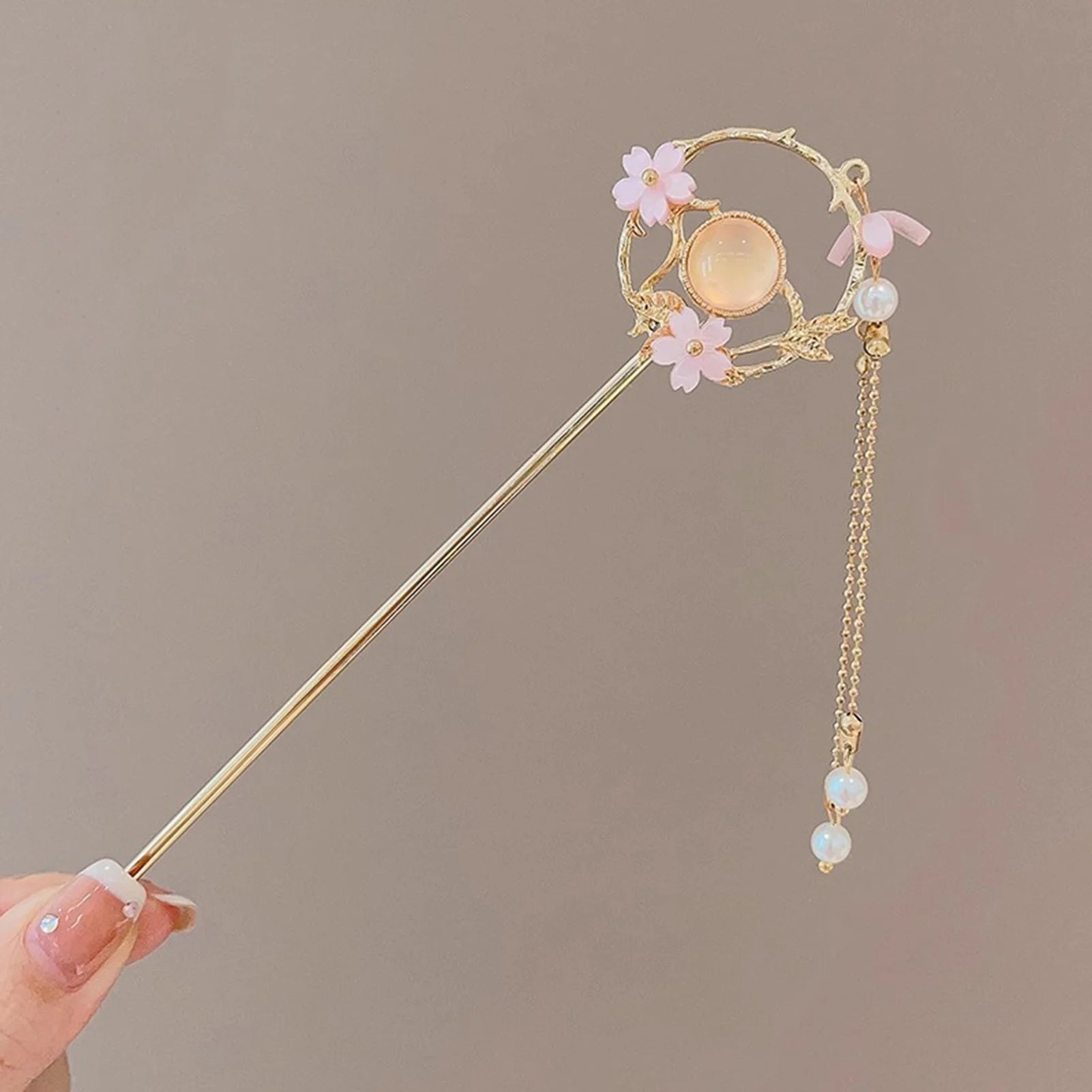 Elegant Chinese Style Hair Accessories Vintage Spring Flower Element Hairpins Light Luxury Tassel Hair Stick For Women Girls