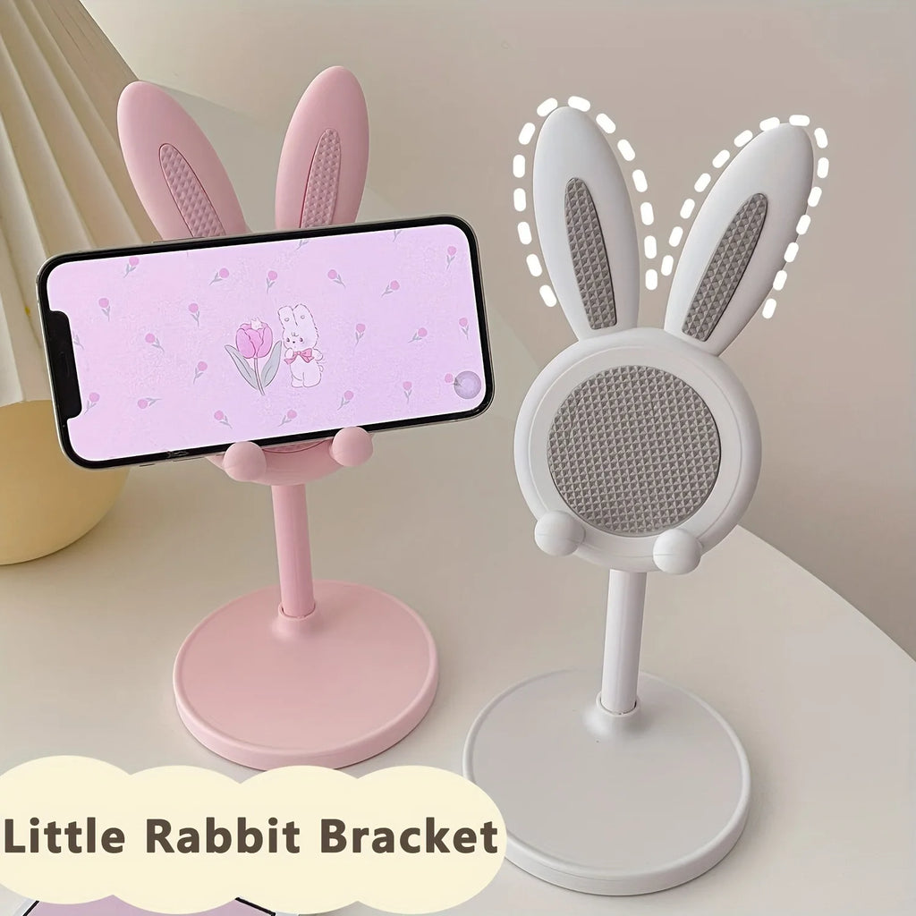 Pink Cartoon Little Rabbit Desktop Mobile Phone Stand Tablet Computer Stand Adjustable Telescopic Lift Student Lazy Person Stand