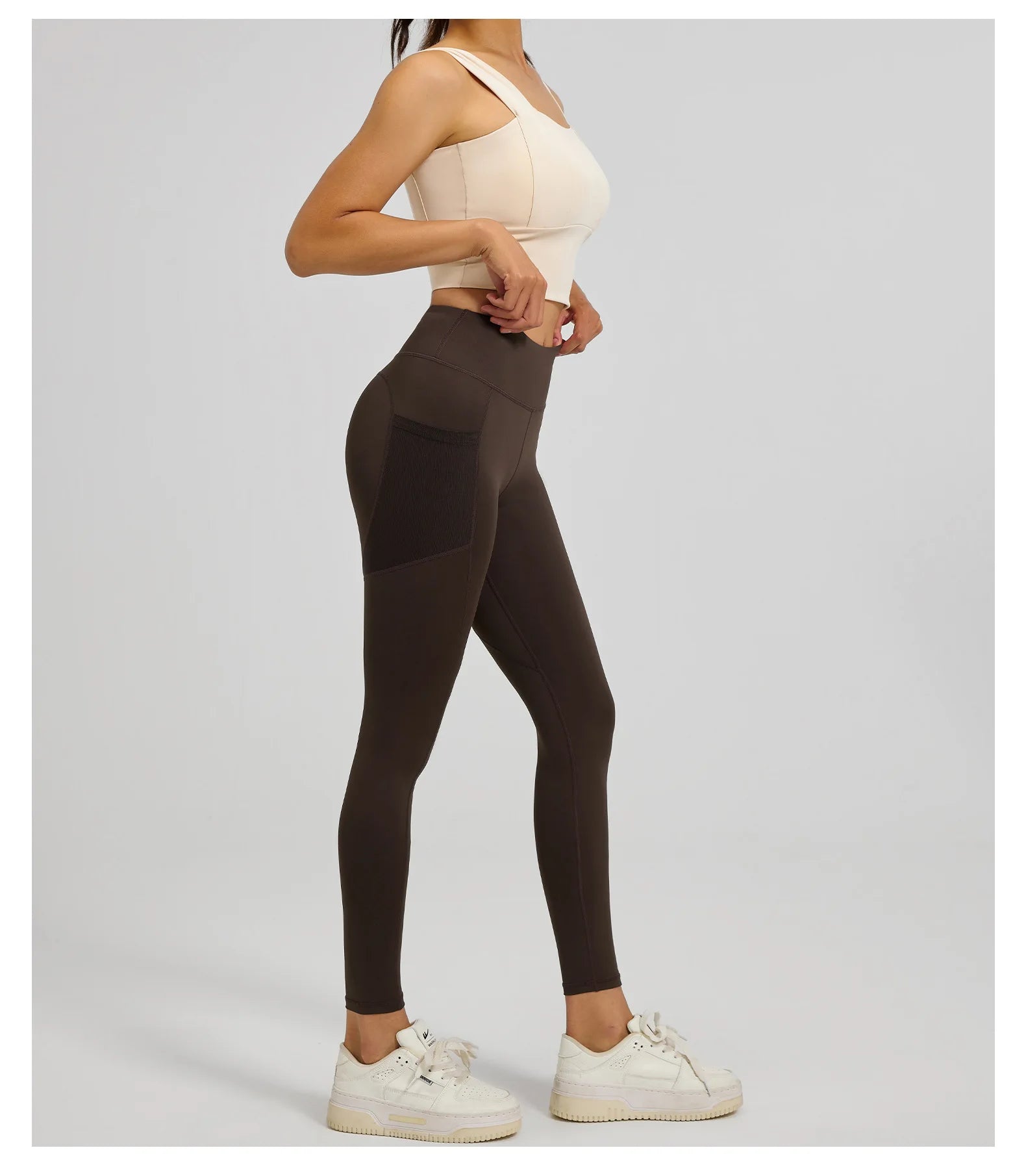 2026Spring Summer New Women's Yoga Pants Tight Peach Hip Leggings Pocket High Waist Belly Tight Trousers Sports Riding Pants Fit