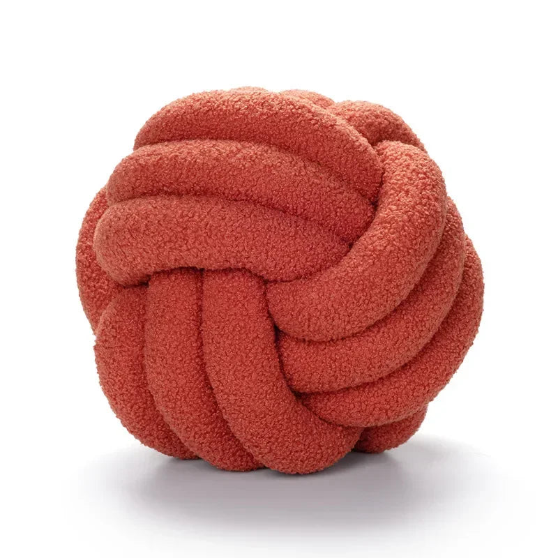 Hand-woven Knotted Ball Pillow Lamb Velvet Roll Pillow Sofa Living Room Household Cushion Head Back Bed Back