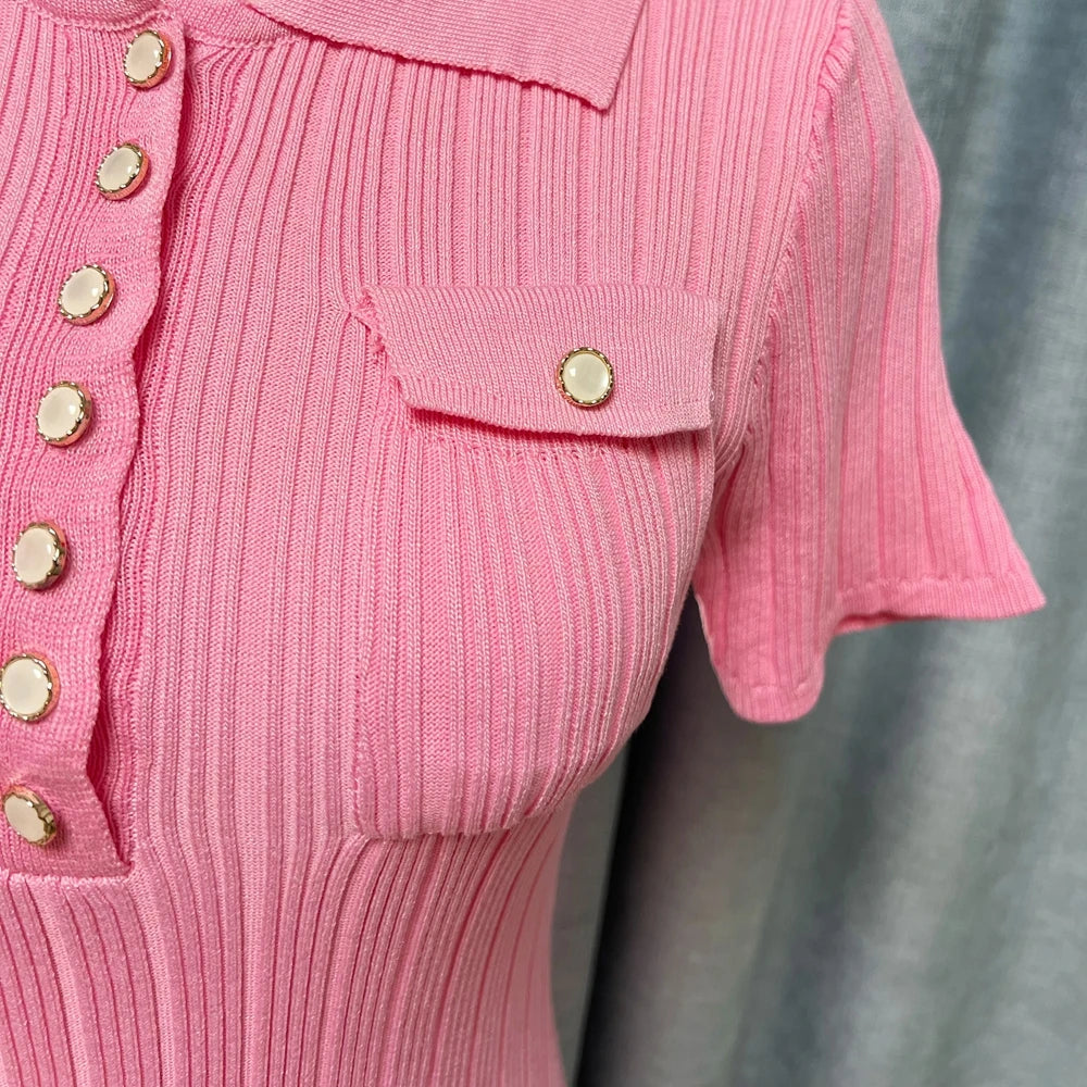 YuooMuoo Chic Fashion Sexy Wrap Hips Knitted Mini Dress Spring Summer Short Sleeve Slim Waist Party Dress High Street Clothes