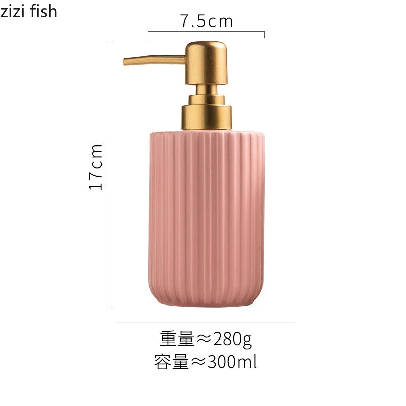 Matte Striped Ceramic Soap & Lotion Dispenser