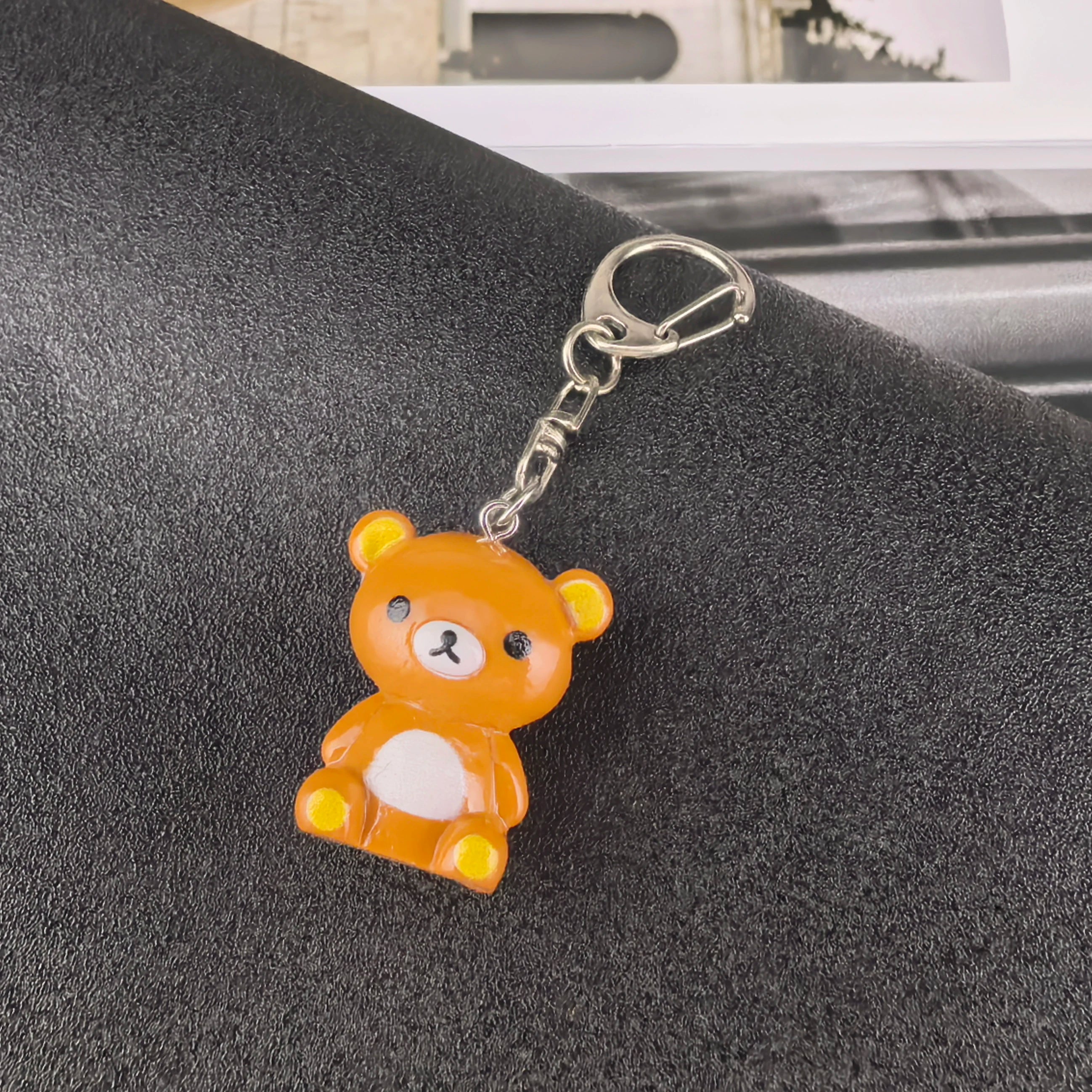 Kawaii Rilakkuma Easy Bear Keychains Lazybear Doll Bag Clothing Puller Phone Rope Keyrings Accessories Pendants Couple Gifts