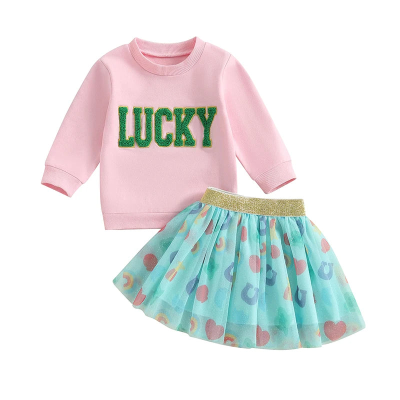 Infant Girls Easter Outfits Adorable Bunny Print Long Sleeve Top Floral Skirt Set Toddler Spring Clothes for Kids
