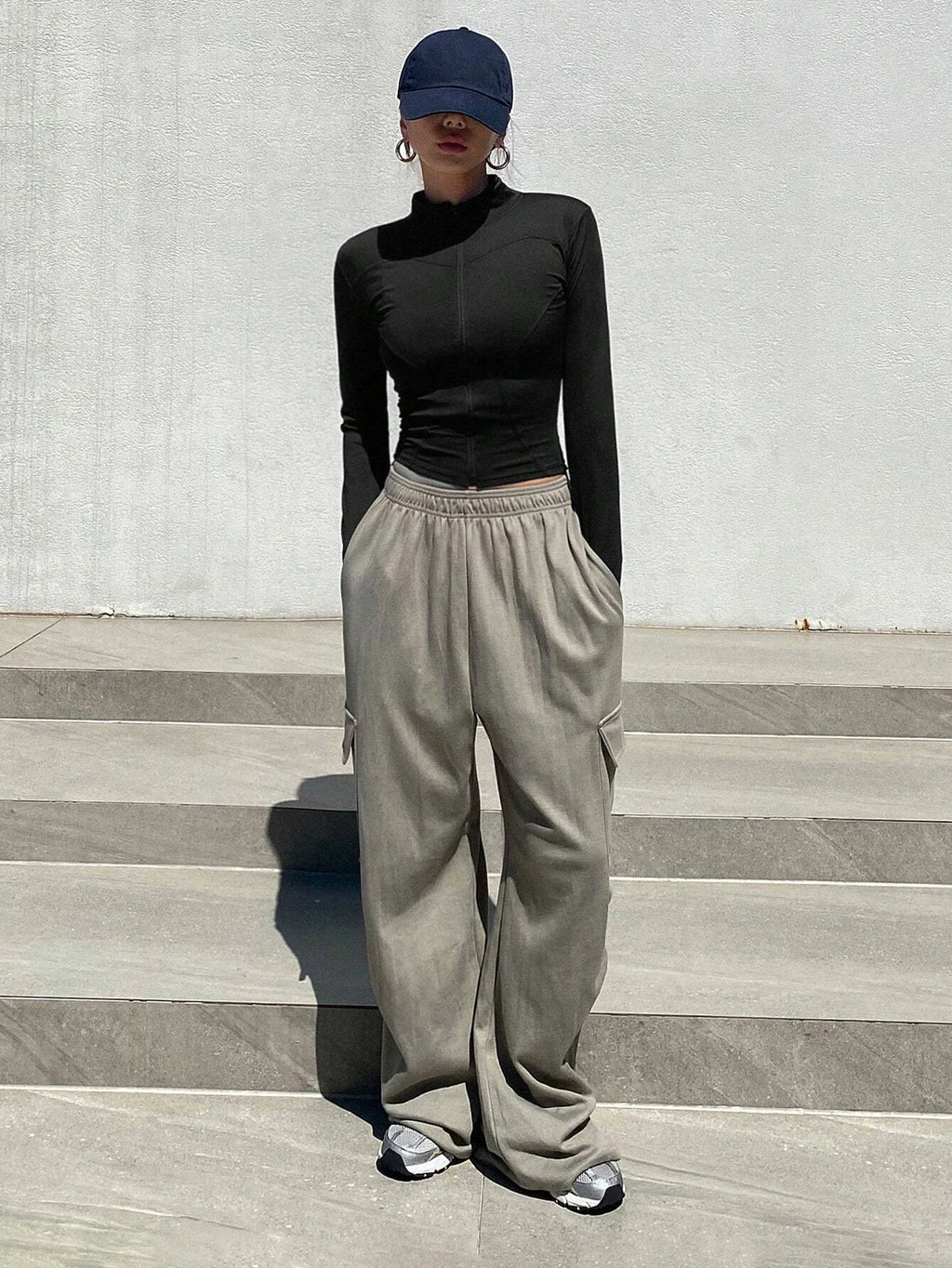 Women's Sport Zipper Closure Slim Fit Crop Jacket Solid Color Stand-up Collar Long Sleeve Yoga Clothes Spring/Autumn Streetwear