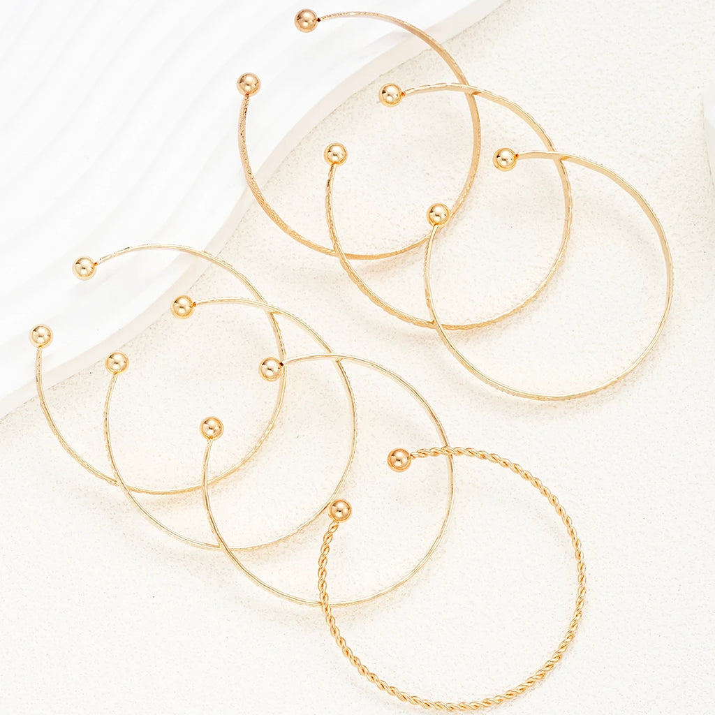 7 PCS Punk Gold Bracelet Set for Women – Goth Streetwear Open Bangles with Heart Metal Design (2024)